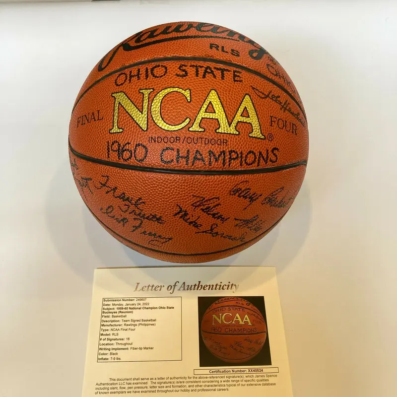 1959-60 Ohio State Buckeyes National Champions Team Signed Basketball JSA COA
