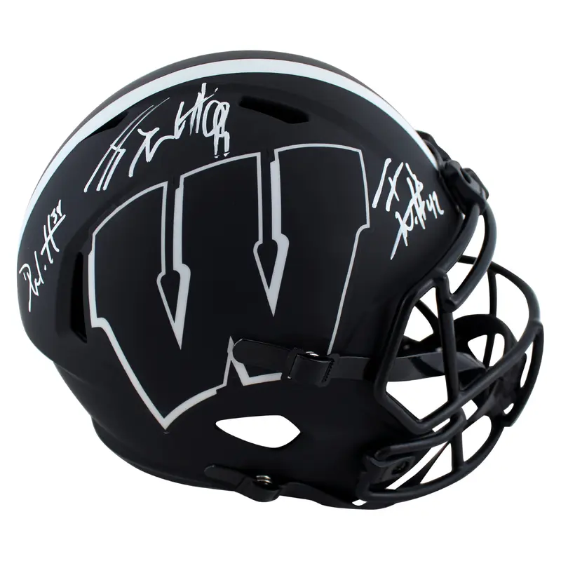 Wisconsin JJ TJ & Derek Triple Signed Eclipse Full Size Speed Rep Helmet JSA Wit