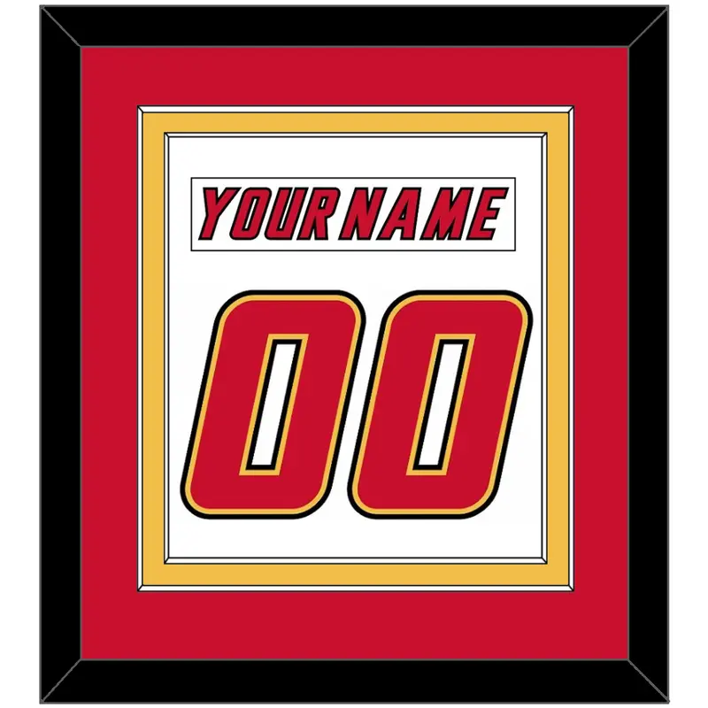 Calgary Nameplate & Number (Back) Combined - Home White (1995-2000) - Double Mat 2