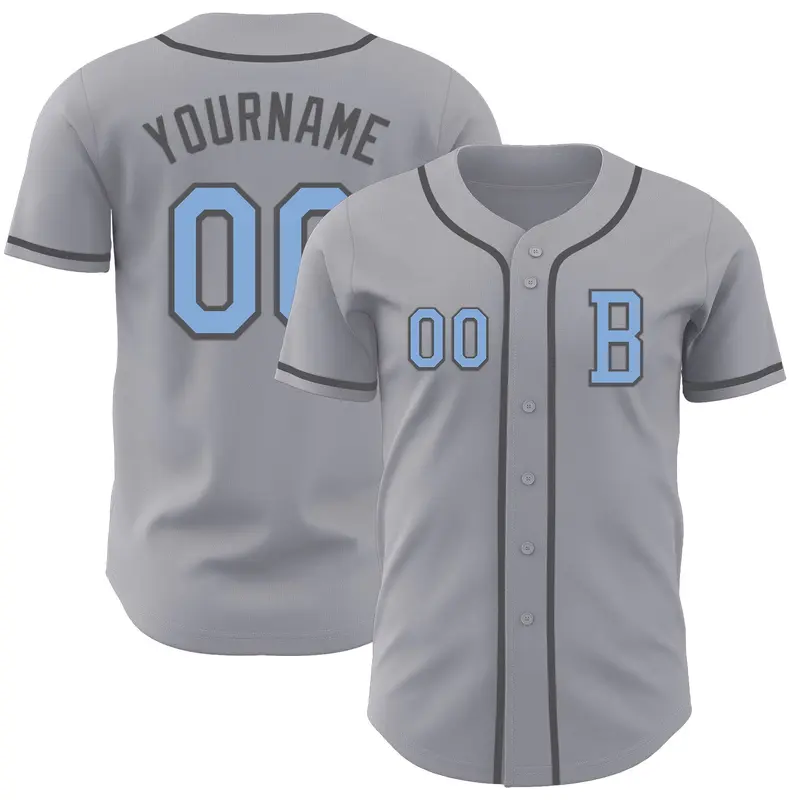 Custom Gray Light Blue-Steel Gray Authentic Baseball Jersey