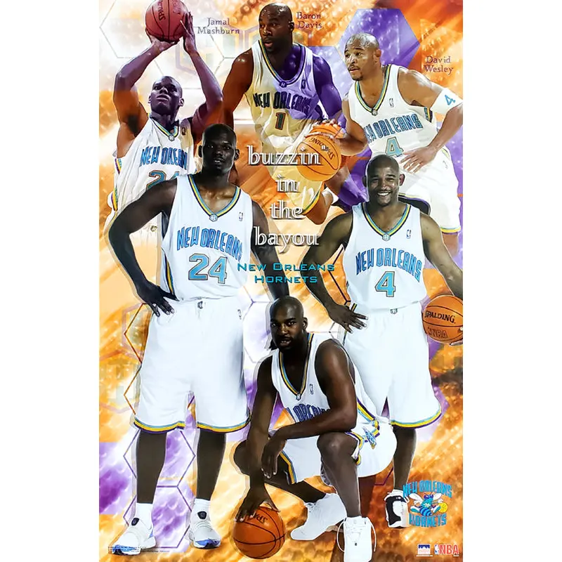 New Orleans Hornets "Buzzin' on the Bayou" NBA Basketball Action Poster - Starline 2003