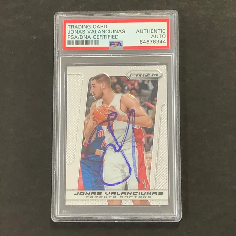 2013-14 Panini Prizm #184 Jonas Valanciunas Signed Card PSA Slabbed Raptors