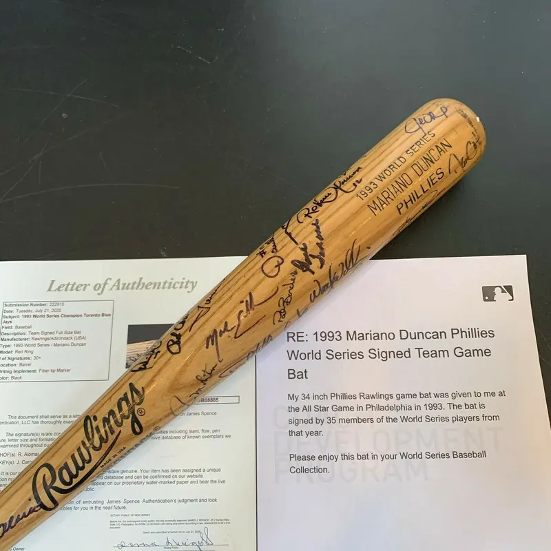 1993 Toronto Blue Jays World Series Champs Team Signed W.S. Issued Bat JSA COA