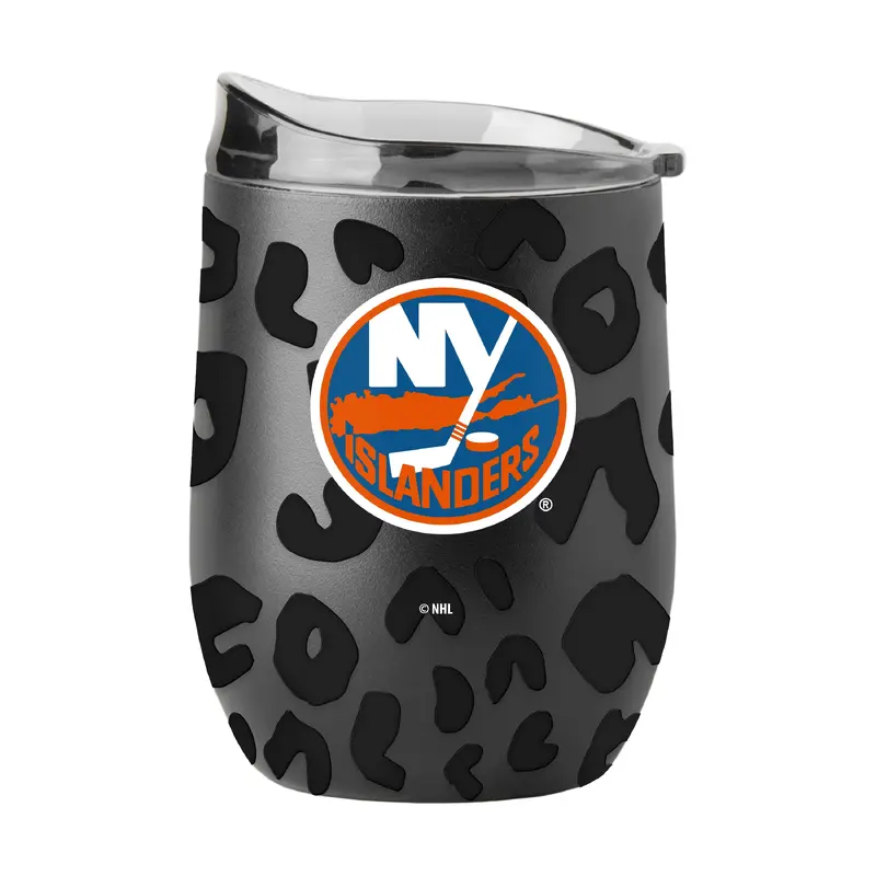 New York Islanders Leopard 16oz Black Powdercoat Curved Beverage
