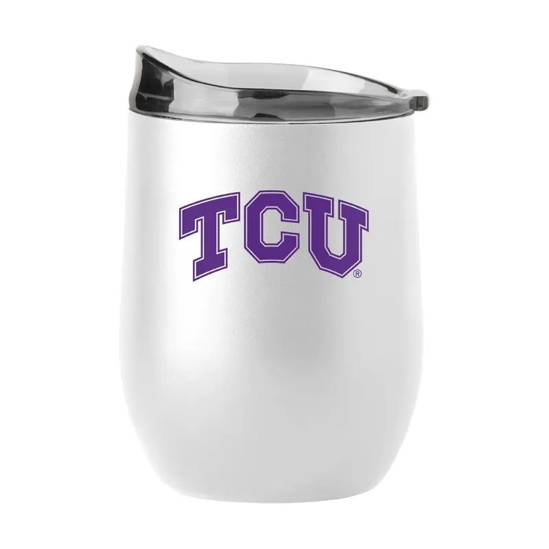 TCU 16oz Swagger White Powder Coat Curved Beverage