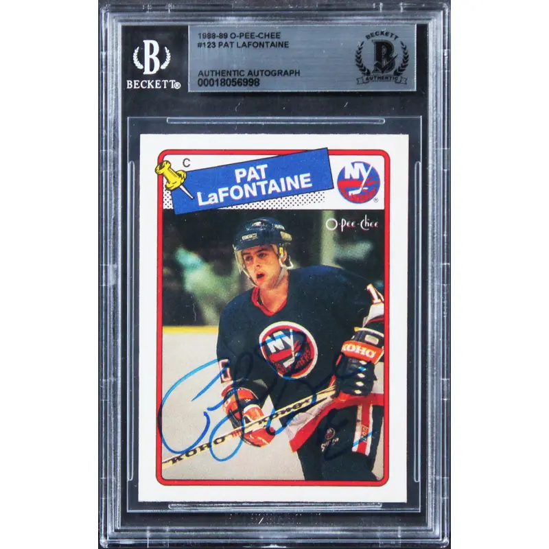 Islanders Pat LaFontaine Authentic Signed 1988 O-Pee-Chee #123 Card BAS Slabbed