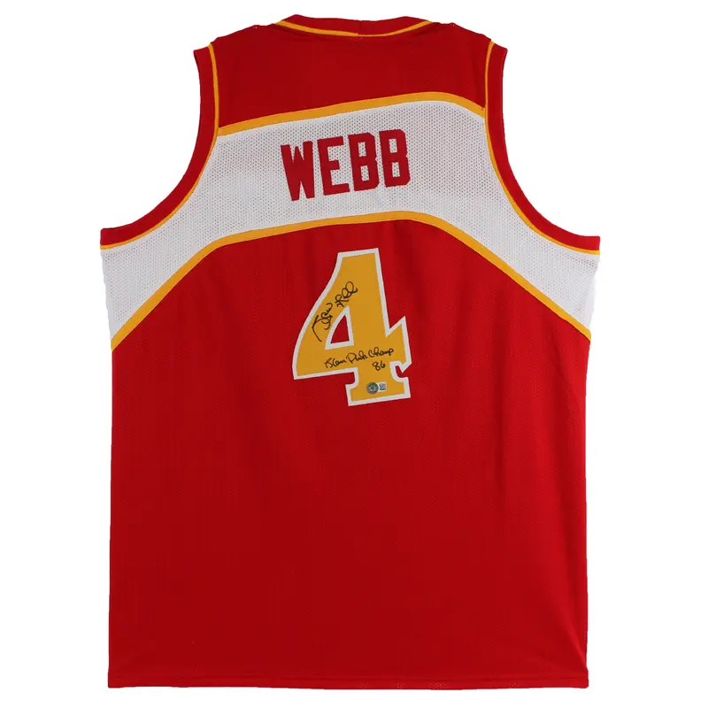 Spud Webb "1986 Slam Dunk Champ" Signed Red Pro Style Jersey BAS Witnessed