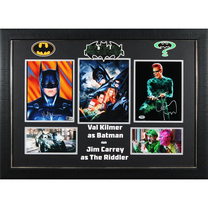 Val Kilmer & Jim Carrey Batman Forever Signed 8x10 Photo Framed Display BAS PSA