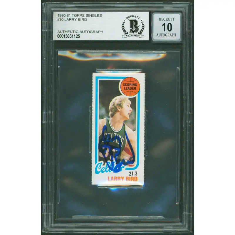 Celtics Larry Bird Signed 1980 Topps Singles #30 Card Auto Graded 10 BAS Slabbed