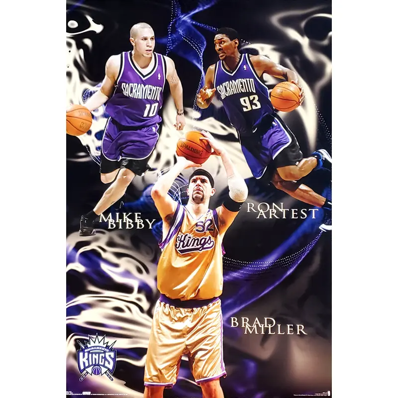 Sacramento Kings "Super Trio" NBA Action Poster (Bibby, Artest, Miller) - Costacos 2006