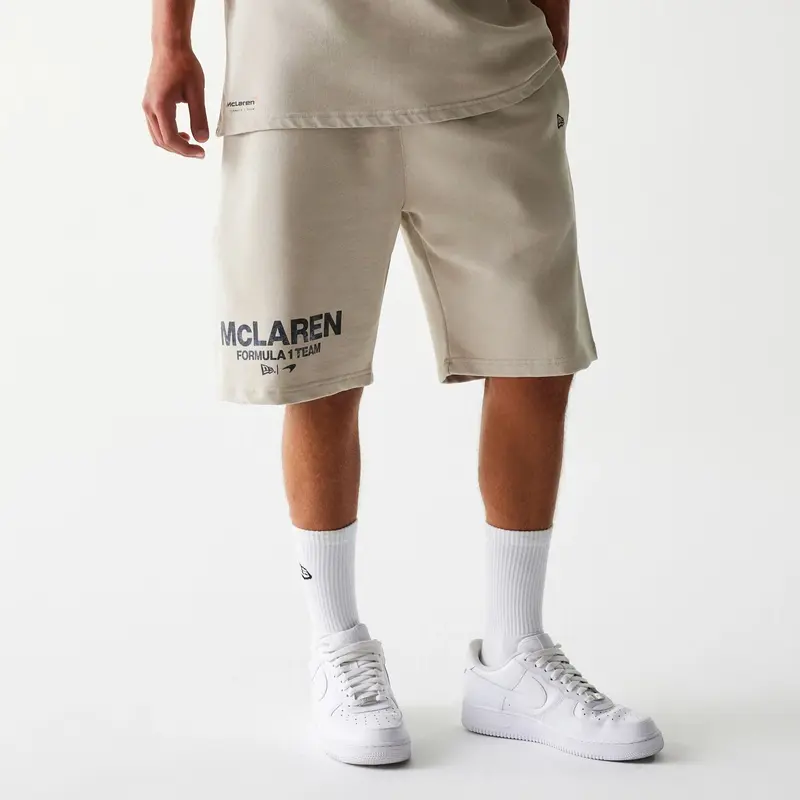 McLaren Racing Wordmark Light Beige Oversized Shorts
