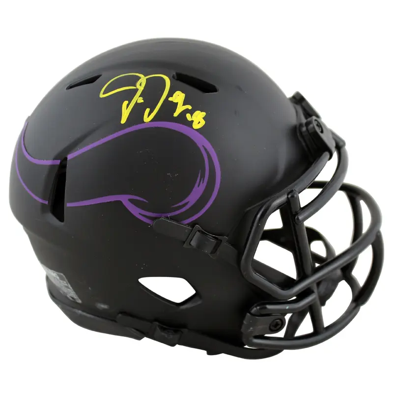 Vikings Justin Jefferson Authentic Signed Eclipse Speed Mini Helmet BAS Witness