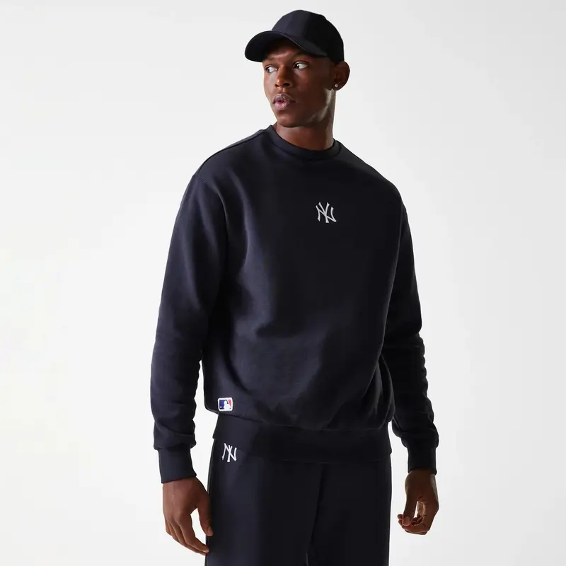 New York Yankees MLB League Essential French Terry Navy Crew Neck Sweater