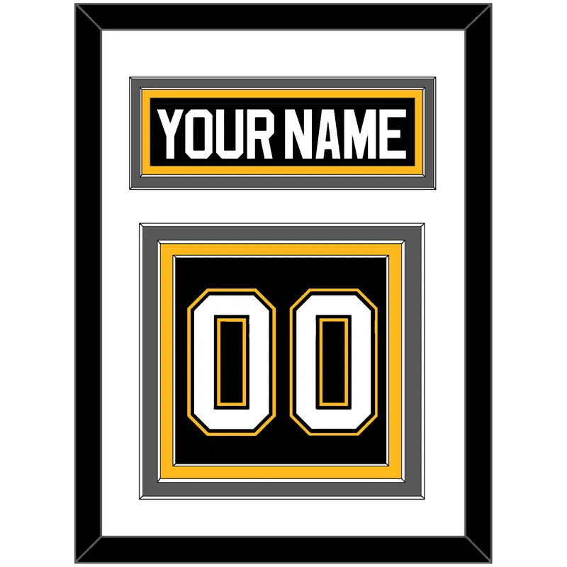 Pittsburgh Nameplate & Number (Back) - Road/Alternate Black (1995-2002) - Triple Mat 2
