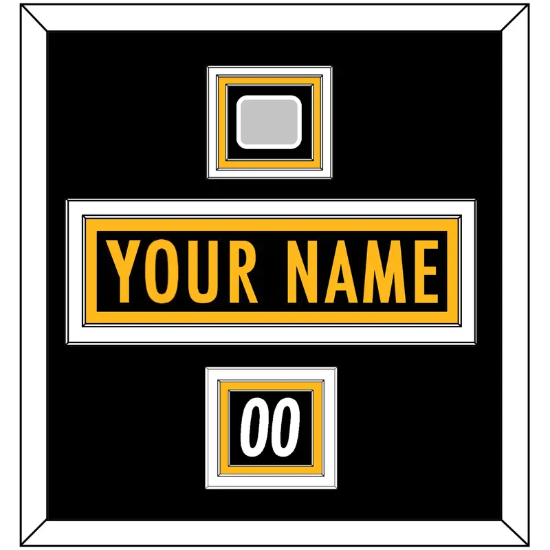 Pittsburgh Nameplate, Number (Shoulder) & Super Bowl Jersey Patch - Home Black - Triple Mat 2
