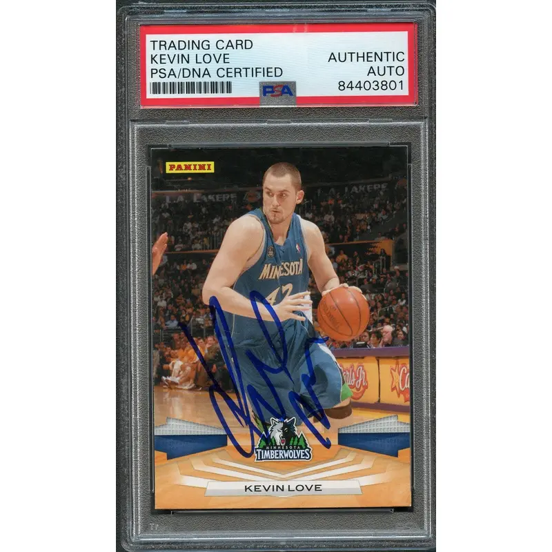 2009-10 Panini Basketball #214 Kevin Love Signed Card AUTO PSA Slabbed Timberwolves