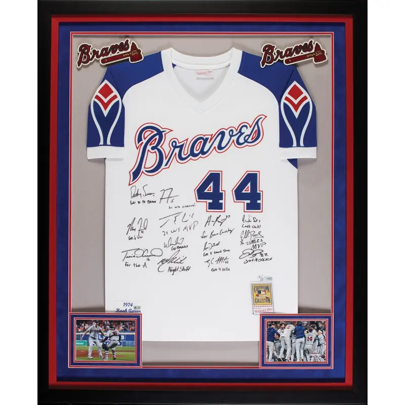 2021 Atlanta Braves World Series Champs Team Signed Jersey Framed Fanatics 12/21
