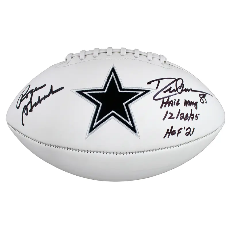 Cowboys Roger Staubach & Drew Pearson "Hail Mary" Signed WP Logo Football BAS