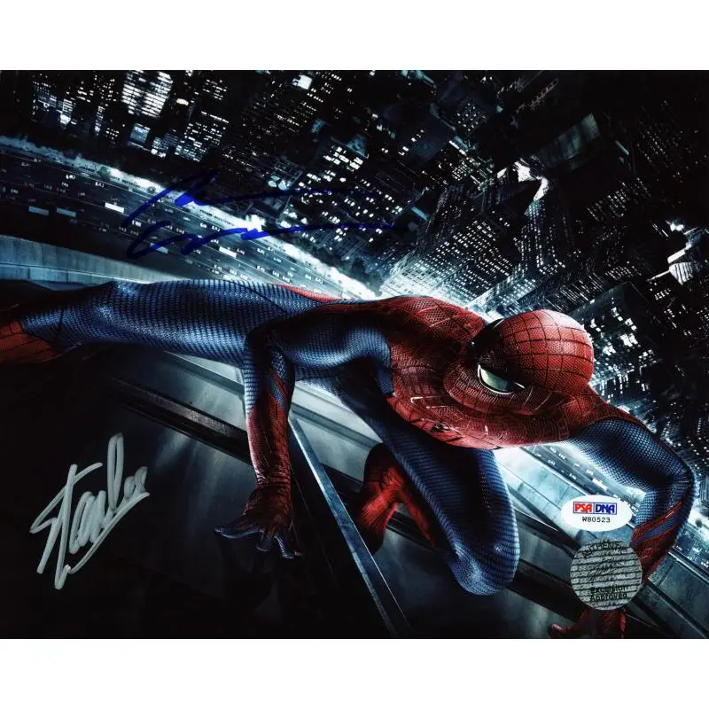 Stan Lee & Andrew Garfield Spider-Man Signed Authentic 8X10 Photo PSA #W80523