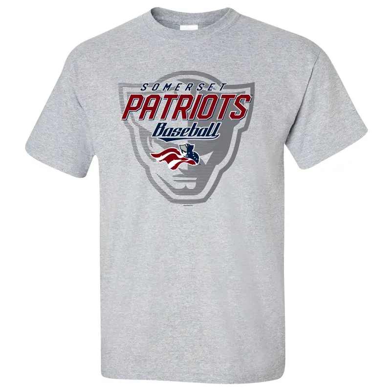 Somerset Patriots Adult Cotton Sport Gray Short Sleeve Patriots Head Hogwash T-shirt