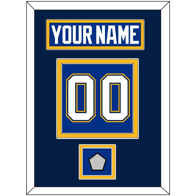 St. Louis Nameplate & Number (Back) With Stanley Cup Finals Patch - Home Blue - Double Mat 4