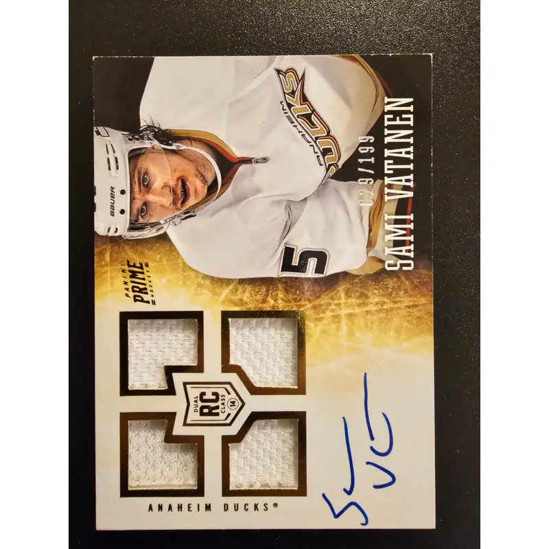 2013-14 Panini Prime - Rookie Patch Autograph - Sami Vatanen #150 /199 RC
