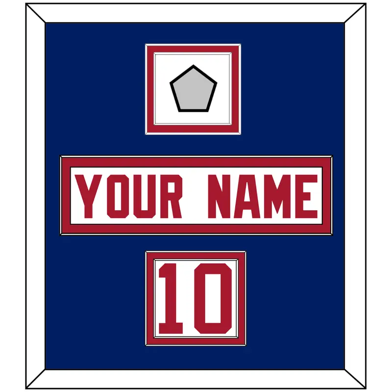 New York Nameplate, Number (Shoulder) & Super Bowl Jersey Patch - Road White - Double Mat 2