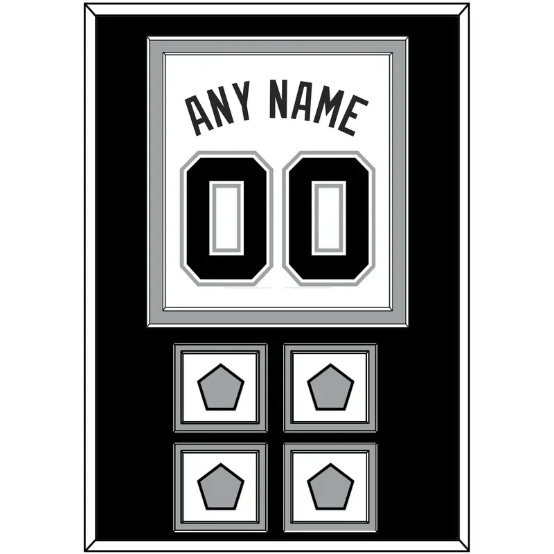 San Antonio Name & Numbers With 4 Finals Patches - Home White (2002-2017) - Double Mat 3