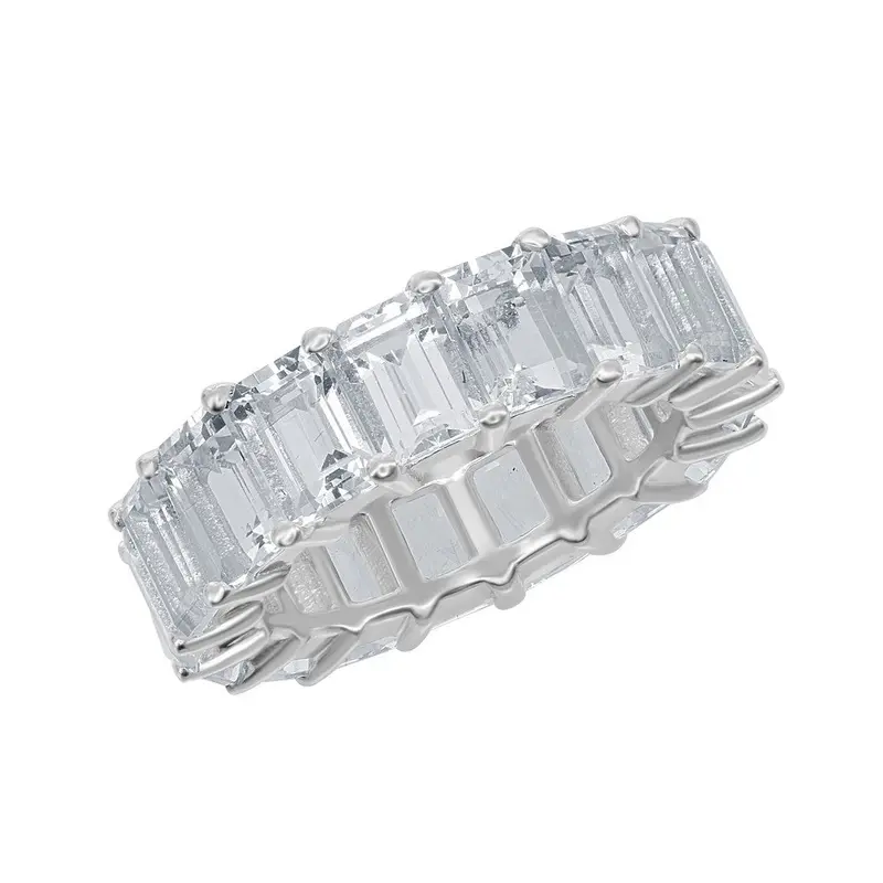 Sterling Silver Baguette 11.90cttw White Topaz Eternity Ring