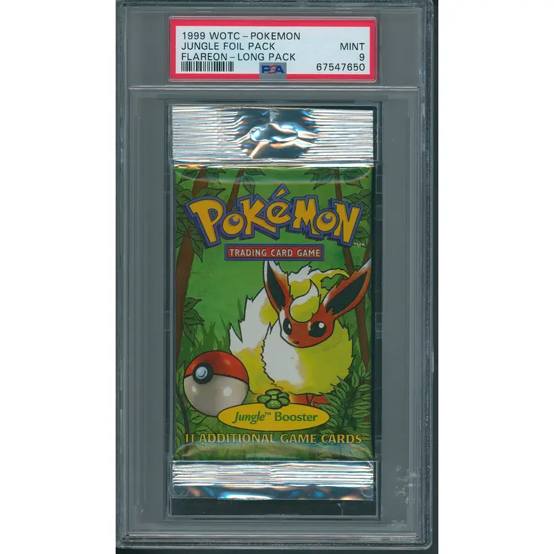 1999 WOTC Pokemon Jungle Unopened Foil Long Pack Flareon PSA 9 *7650